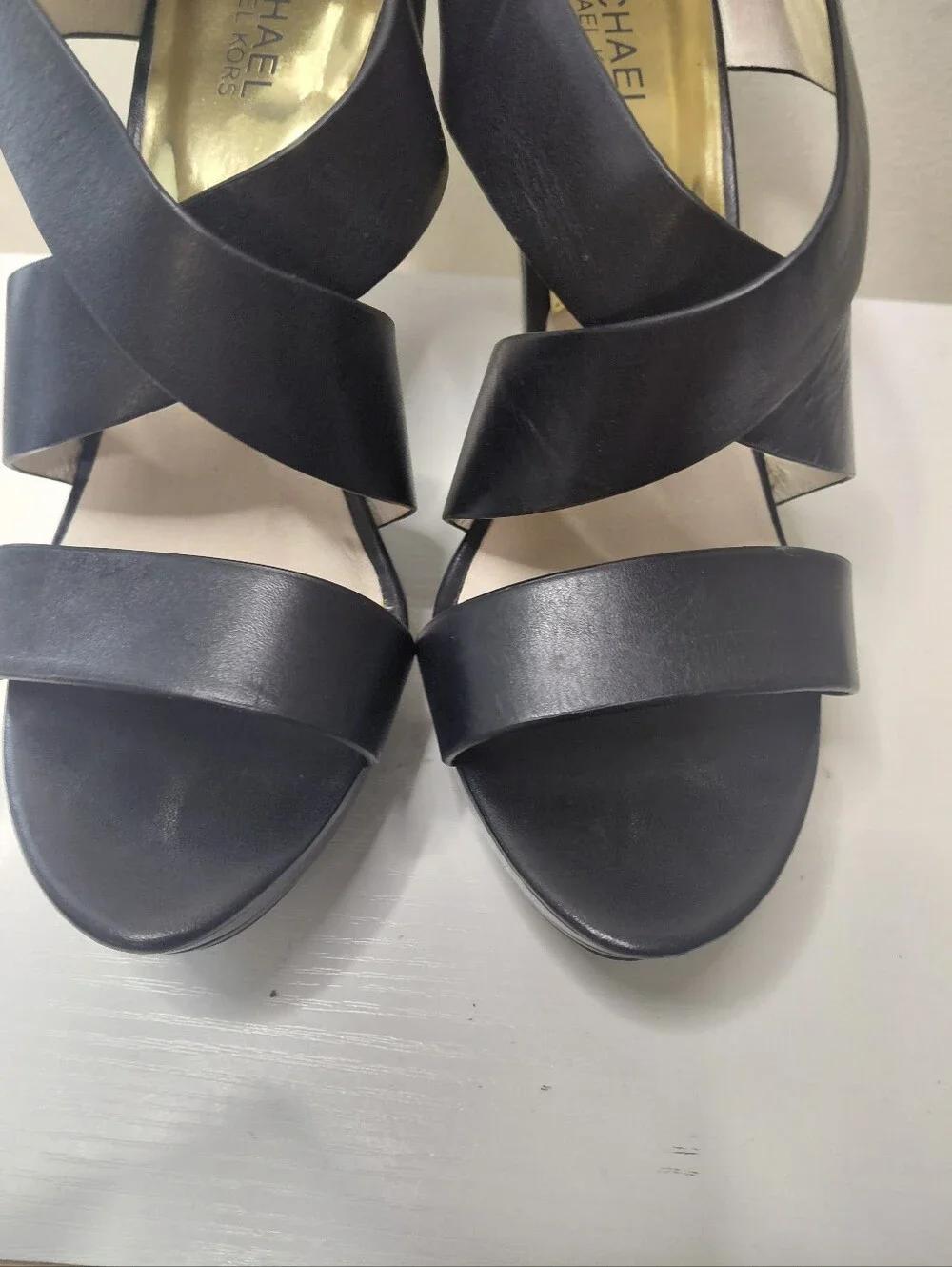 Michael Kors Elana Black Strappy Platform High Heels Size 9.5